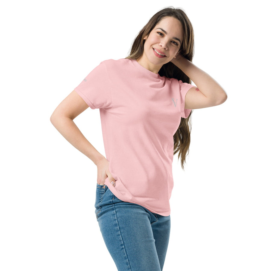 T-shirt classique Signature V Brodé – Valsen – couleur Rose Clair