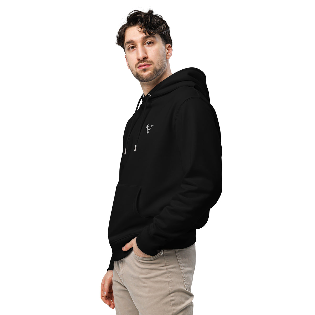 Sweat Coton Bio Signature V Brodé – Valsen – couleur Noir