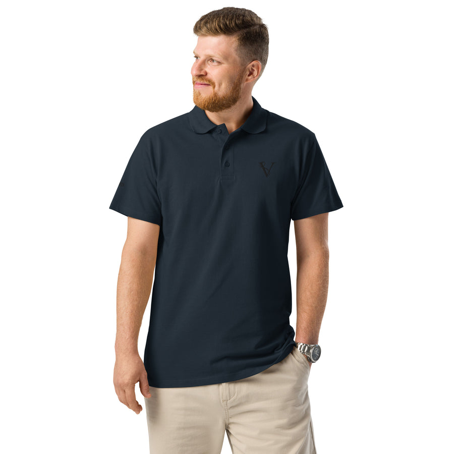 Polo Premium Signature V Brodé – Valsen – couleur Bleu Marine