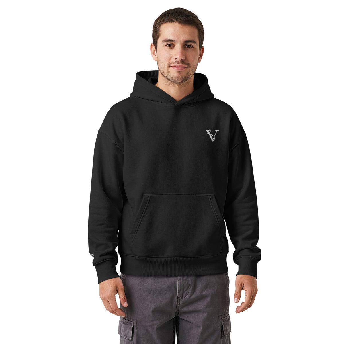 Sweat à Capuche Premium Relax Signature V Brodé – Valsen – couleur Noir