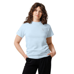 T-shirt classique Signature V Brodé – Valsen – couleur Bleu Clair