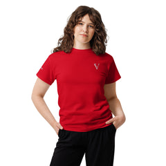 T-shirt classique Signature V Brodé – Valsen – couleur Rouge