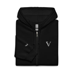 Sweat à Capuche Zippé Signature V Brodé – Valsen – couleur Noir