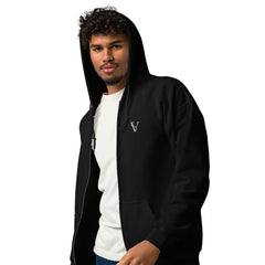 Sweat à Capuche Zippé Signature V Brodé – Valsen – couleur Noir