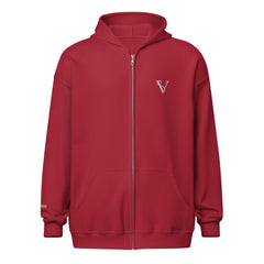Sweat à Capuche Zippé Signature V Brodé – Valsen – couleur Rouge Cardinal