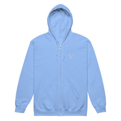 Sweat à Capuche Zippé Signature V Brodé – Valsen – couleur Bleu Clair