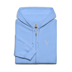 Sweat à Capuche Zippé Signature V Brodé – Valsen – couleur Bleu Clair