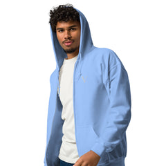 Sweat à Capuche Zippé Signature V Brodé – Valsen – couleur Bleu Clair