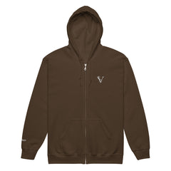 Sweat à Capuche Zippé Signature V Brodé – Valsen – couleur Dark Chocolate