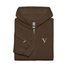 Sweat à Capuche Zippé Signature V Brodé – Valsen – couleur Dark Chocolate