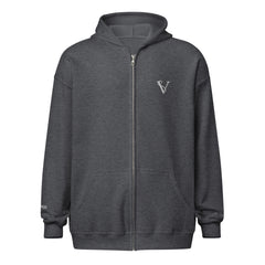 Sweat à Capuche Zippé Signature V Brodé – Valsen – couleur Gris Foncé Chiné