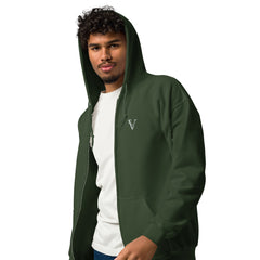 Sweat à Capuche Zippé Signature V Brodé – Valsen – couleur Vert Forêt