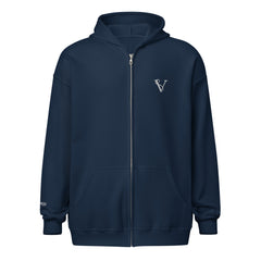 Sweat à Capuche Zippé Signature V Brodé – Valsen – couleur Bleu Marine