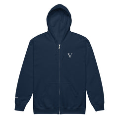 Sweat à Capuche Zippé Signature V Brodé – Valsen – couleur Bleu Marine