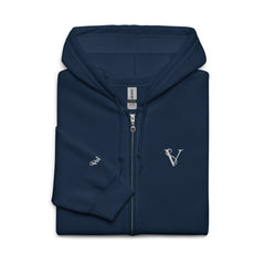 Sweat à Capuche Zippé Signature V Brodé – Valsen – couleur Bleu Marine