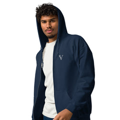 Sweat à Capuche Zippé Signature V Brodé – Valsen – couleur Bleu Marine