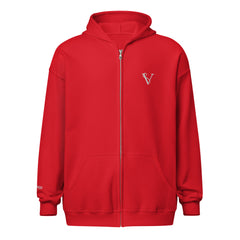 Sweat à Capuche Zippé Signature V Brodé – Valsen – couleur Rouge