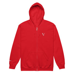 Sweat à Capuche Zippé Signature V Brodé – Valsen – couleur Rouge