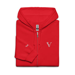 Sweat à Capuche Zippé Signature V Brodé – Valsen – couleur Rouge