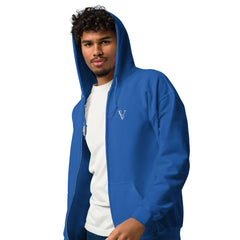 Sweat à Capuche Zippé Signature V Brodé – Valsen – couleur Bleu Roi