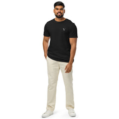 T-shirt Moyen-Épais Coton Bio Signature V Brodé – Valsen – couleur Noir