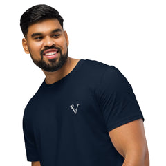 T-shirt Moyen-Épais Coton Bio Signature V Brodé – Valsen – couleur French Navy