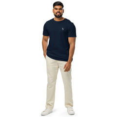 T-shirt Moyen-Épais Coton Bio Signature V Brodé – Valsen – couleur French Navy