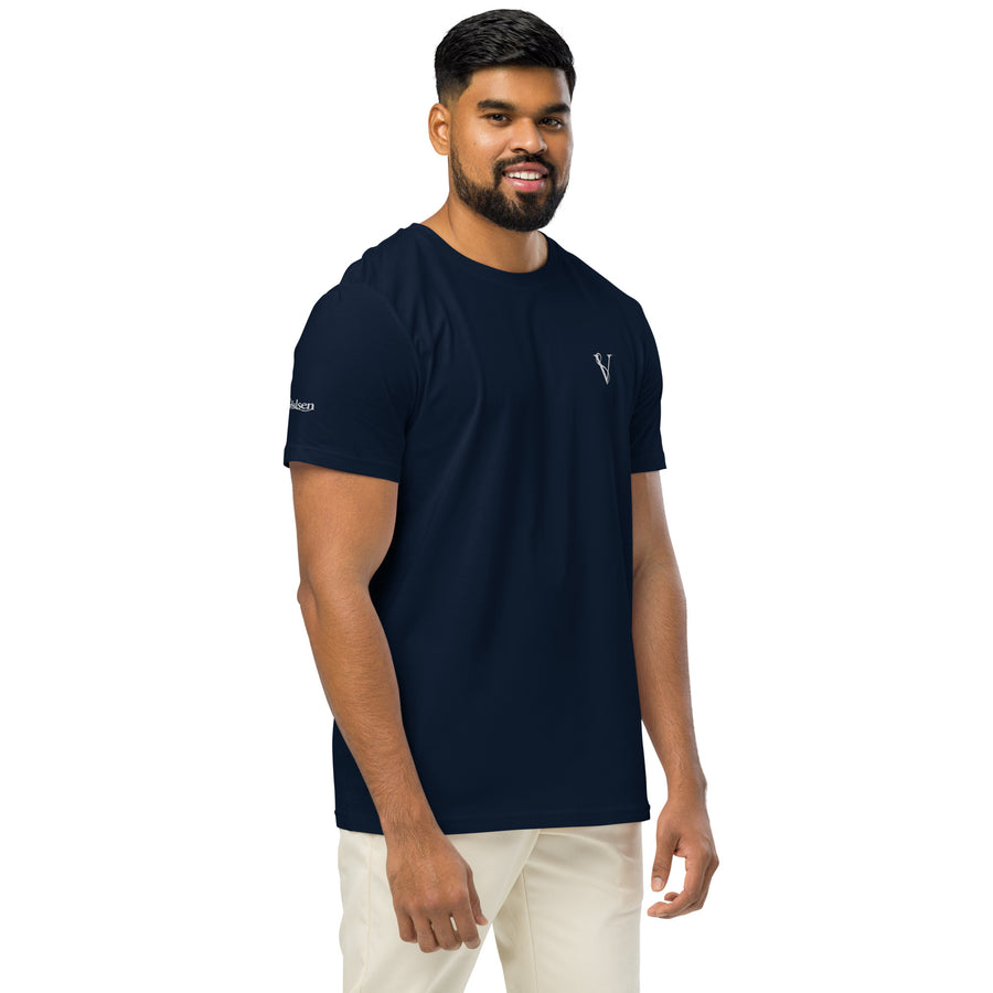 T-shirt Moyen-Épais Coton Bio Signature V Brodé – Valsen – couleur French Navy