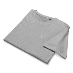 T-shirt Moyen-Épais Coton Bio Signature V Brodé – Valsen – couleur Gris Chiné