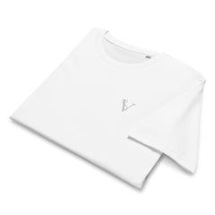 T-shirt Moyen-Épais Coton Bio Signature V Brodé – Valsen – couleur Blanc
