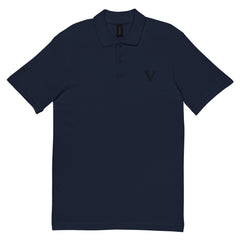 Polo Piqué Signature V Brodé – Valsen – couleur Bleu Marine