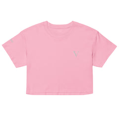 Crop-Top Signature V Brodé – Valsen – couleur Bubblegum