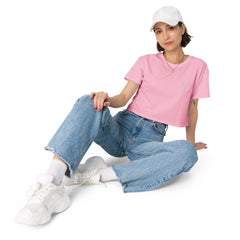 Crop-Top Signature V Brodé – Valsen – couleur Bubblegum