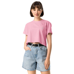 Crop-Top Signature V Brodé – Valsen – couleur Bubblegum