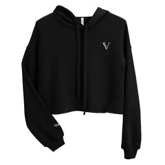Sweat à Capuche Crop-Top Signature V Brodé – Valsen – couleur Noir