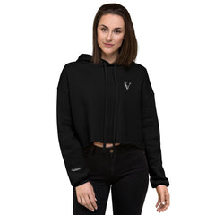 Sweat à Capuche Crop-Top Signature V Brodé – Valsen – couleur Noir