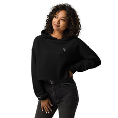 Sweat à Capuche Crop-Top Signature V Brodé – Valsen – couleur Noir