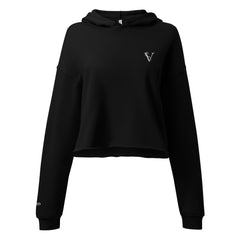 Sweat à Capuche Crop-Top Signature V Brodé – Valsen – couleur Noir