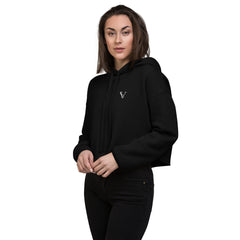 Sweat à Capuche Crop-Top Signature V Brodé – Valsen – couleur Noir