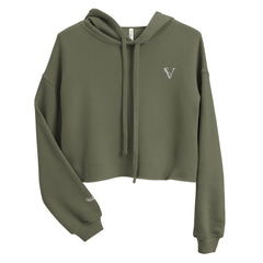 Sweat à Capuche Crop-Top Signature V Brodé – Valsen – couleur Vert Militaire