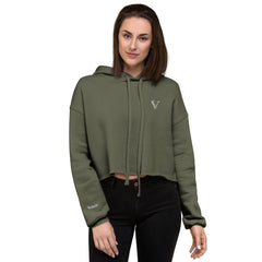 Sweat à Capuche Crop-Top Signature V Brodé – Valsen – couleur Vert Militaire