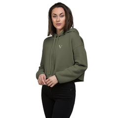Sweat à Capuche Crop-Top Signature V Brodé – Valsen – couleur Vert Militaire