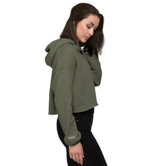 Sweat à Capuche Crop-Top Signature V Brodé – Valsen – couleur Vert Militaire