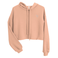 Sweat à Capuche Crop-Top Signature V Brodé – Valsen – couleur Pêche