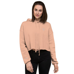 Sweat à Capuche Crop-Top Signature V Brodé – Valsen – couleur Pêche