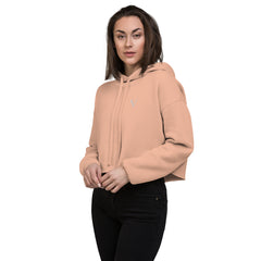 Sweat à Capuche Crop-Top Signature V Brodé – Valsen – couleur Pêche