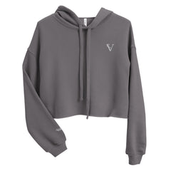 Sweat à Capuche Crop-Top Signature V Brodé – Valsen – couleur Tempête