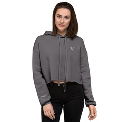 Sweat à Capuche Crop-Top Signature V Brodé – Valsen – couleur Tempête