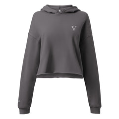 Sweat à Capuche Crop-Top Signature V Brodé – Valsen – couleur Tempête