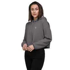 Sweat à Capuche Crop-Top Signature V Brodé – Valsen – couleur Tempête